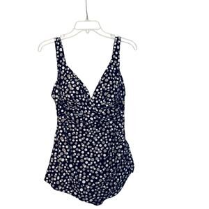 Croft & Barrow Womens Size 16 Polka Dot Swim Suit Bathing Suit One Piece